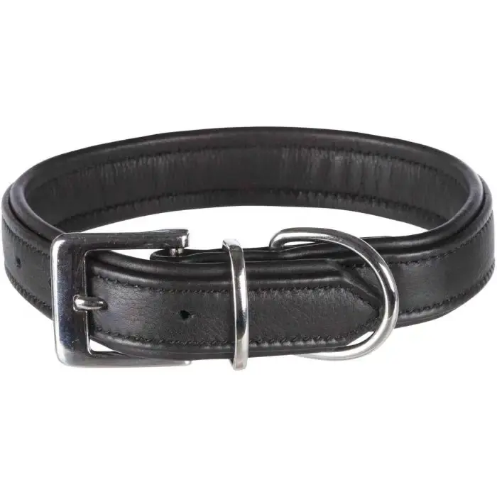 Skynda dig - Trixie Halsband Comfort Svart – Mjukt läderhalsband med vaddering
