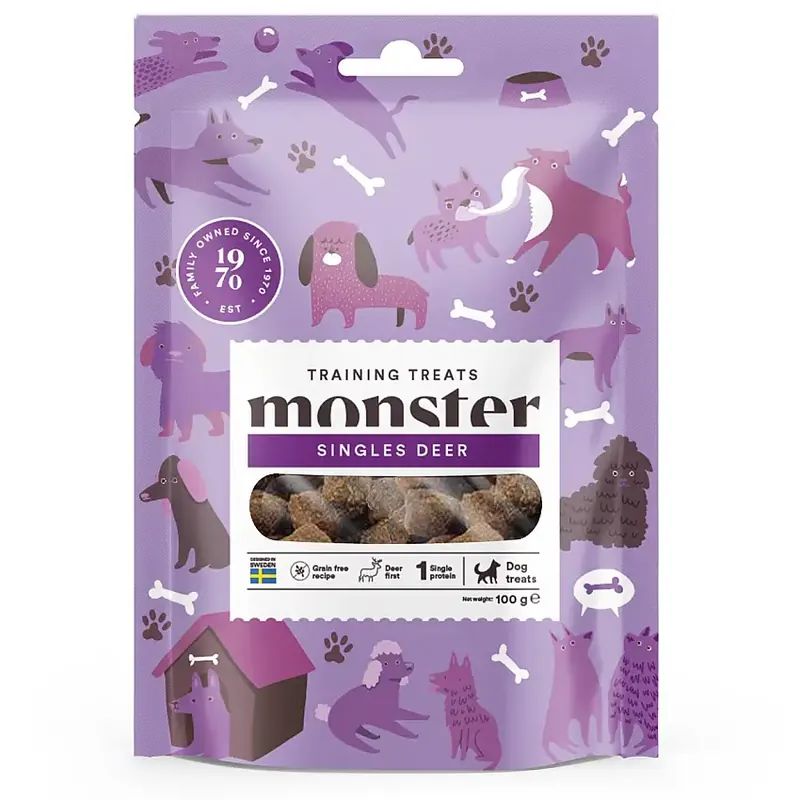 Monster Dog Training Treats Hjort 100g - Nyhet i sortimentet