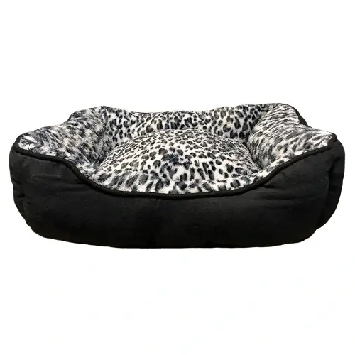 Premium - Hundbädd Leopard – Grå/vit/svart
