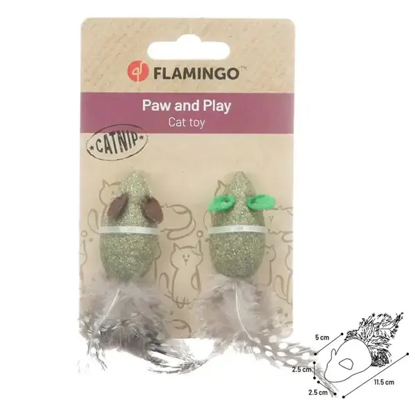 Bra pris just nu | Kattmyntamus Katti med fjädrar S 11,5cm 2-pack
