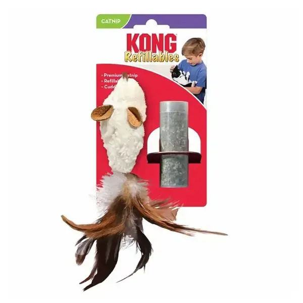 Kong refillable mus med fjädersvans | Fabrikspris