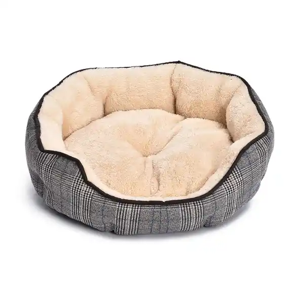 Fabrikspris | Hundbädd Tweed – Brunrutig/krämfärgad – Large