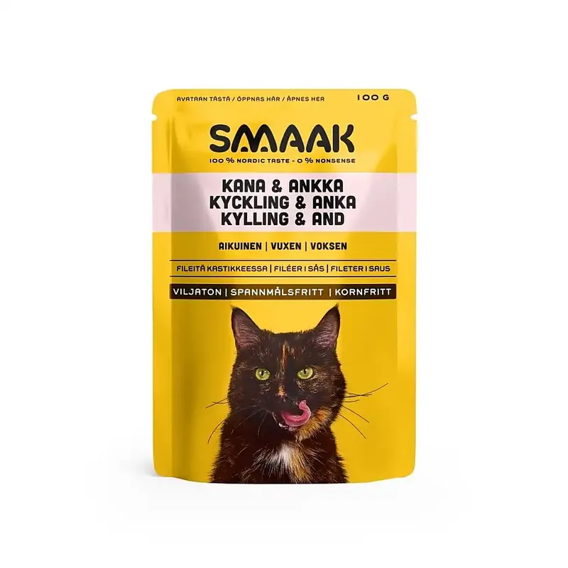 Premiumkvalitet | SMAAK Cat Adult Kyckling & Anka 100 g