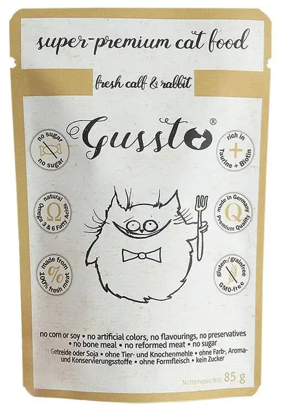 Professionell kvalitet - GUSSTO Cat Fresh Kalv & Kanin 85 g