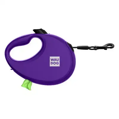 WAUDOG R-Leash Rullkoppel med Bajspåsehållare Lila | Fabrikspris