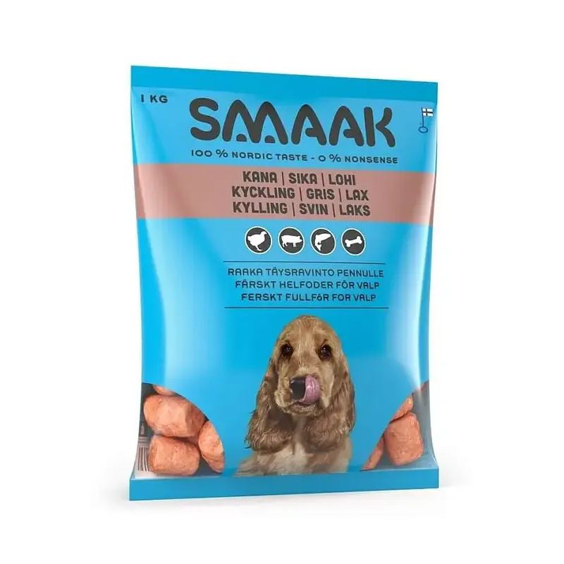 SMAAK Raw Complete Puppy kyckling, gris & lax 1kg - Prissänkt