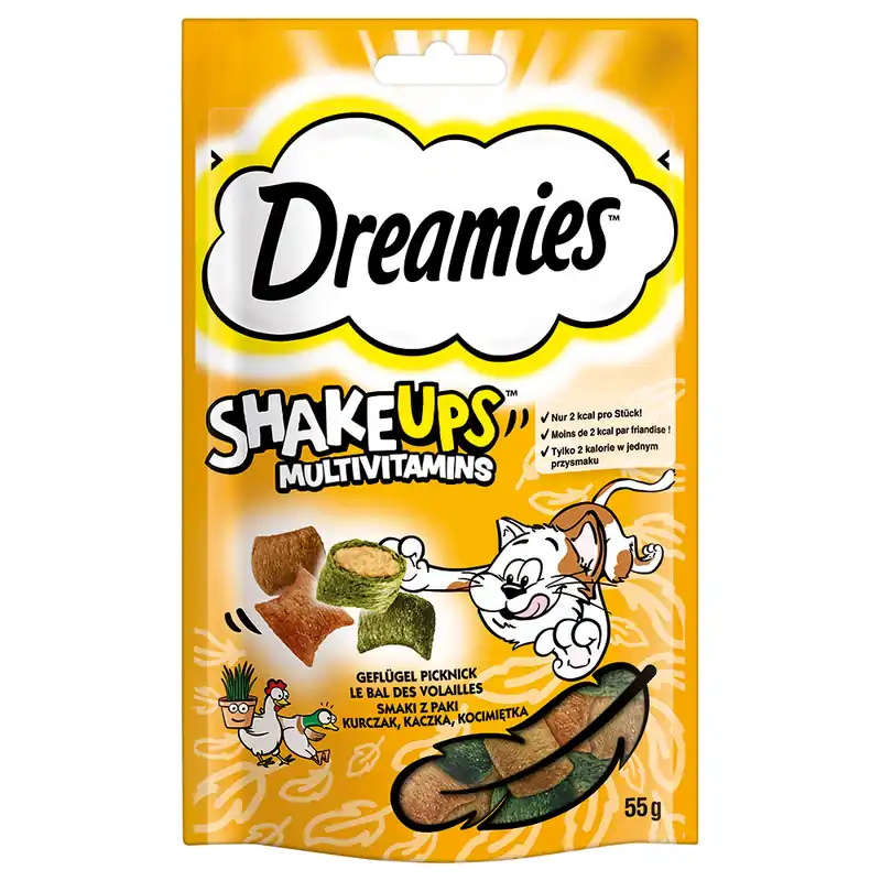 Försäljningssuccé | Dreamies kattgodis till sparpris! – Shakeups Multivitamins Snacks – Poultry Picknick (55 g)
