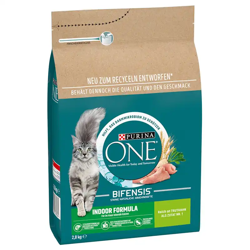 Rekommenderas | 4 x 2,8 kg / 4 x 3 kg Purina ONE Adult till sparpris! – Indoor Formula (4 x 2,8 kg)