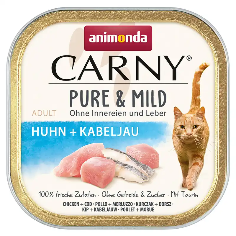 Professionell kvalitet | Ekonomipack animonda Carny Adult Pure & Mild 64 x 100 g – Kyckling & torsk