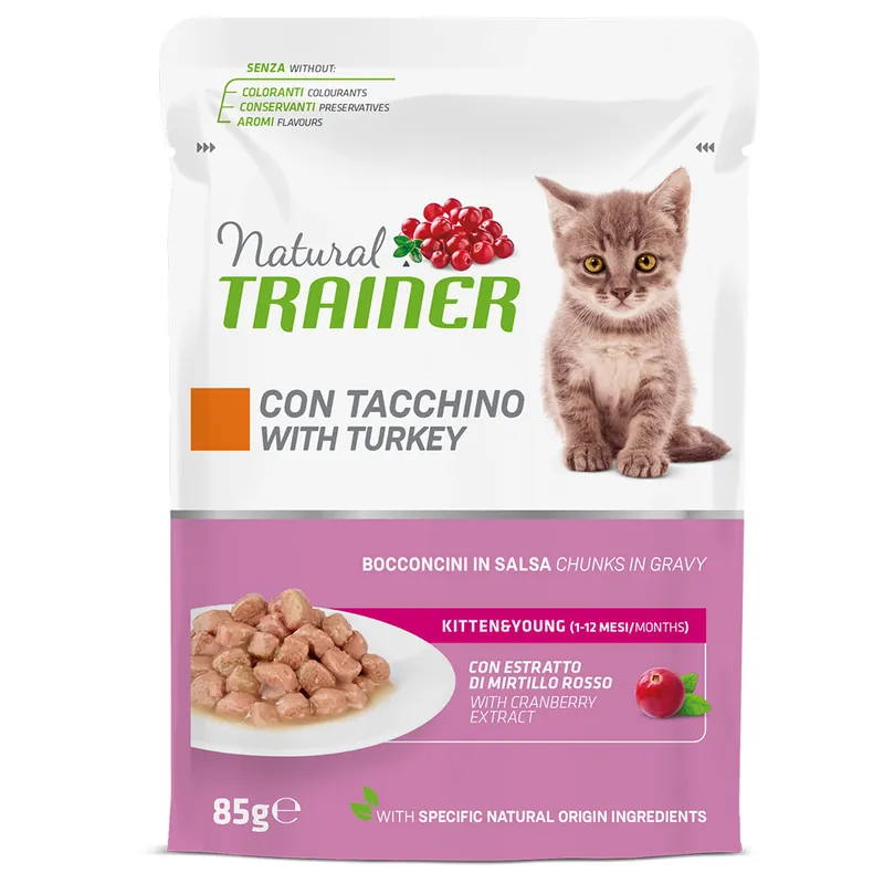Kampanj | Natural Trainer Kitten & Young – 12 x 85 g med kalkon