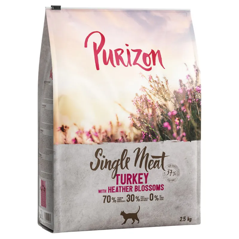 Kundernas favorit - 2,5 kg Purizon Single Meat torrfoder katt till sparpris! – Single Meat med kalkon & ljungblommor