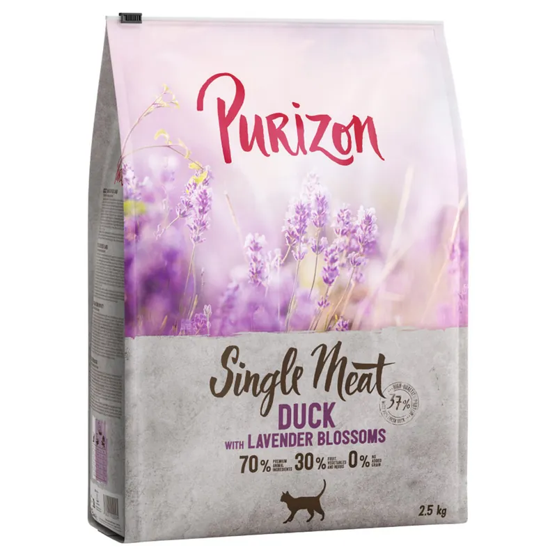 2,5 kg Purizon Single Meat torrfoder katt till sparpris! – Single Meat med anka & lavendel | Premiumkvalitet