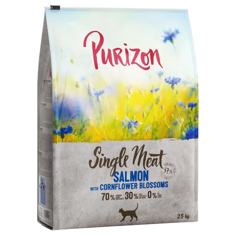 Under begränsad tid - 2,5 kg Purizon Single Meat torrfoder katt till sparpris! – Single Meat med lax & kornblomma