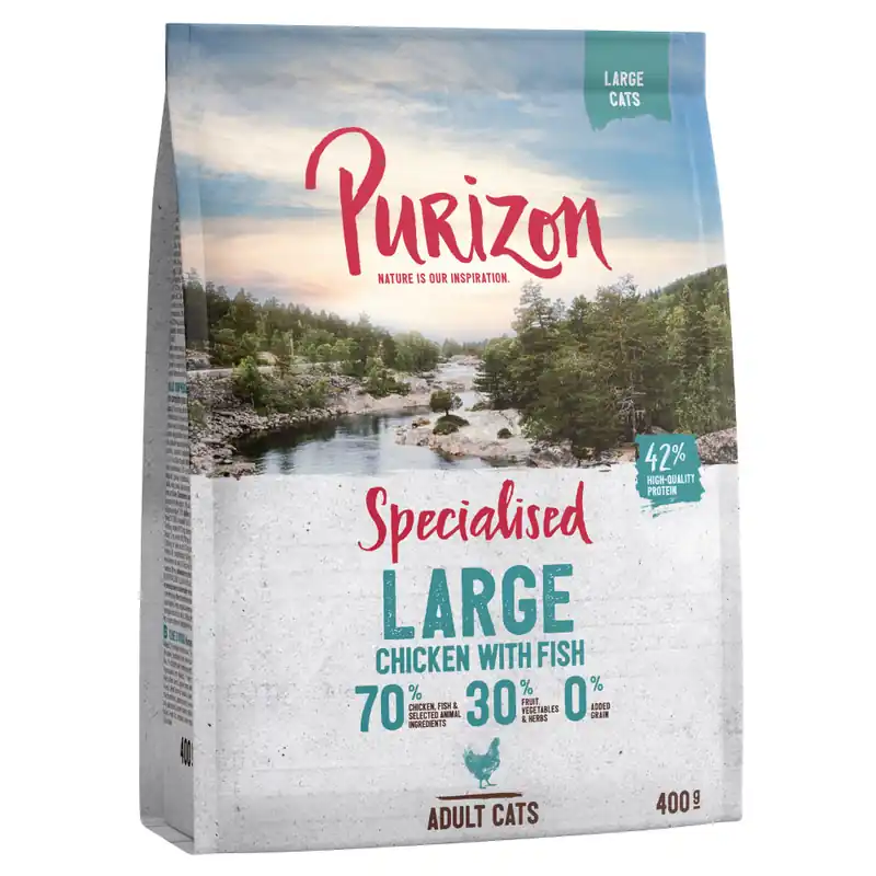 2 x 400 g Purizon torrfoder katt till sparpris! – Large Adult Kyckling & fisk - Köp idag