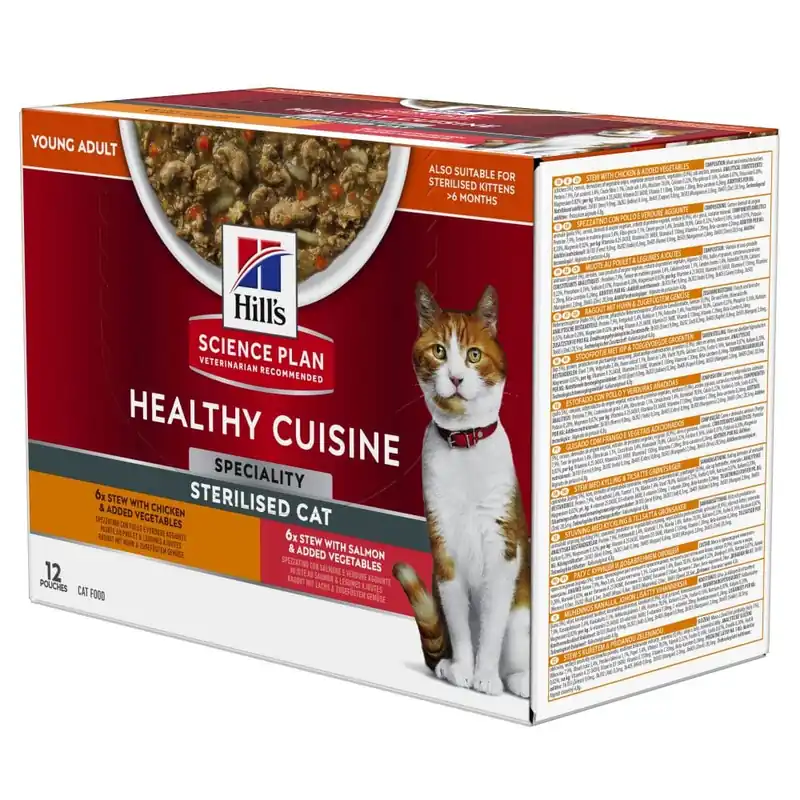 Hill’s Science Plan Healthy Cuisine Adult Sterilised with Chicken & Salmon – 48 x 80 g - Storsäljare