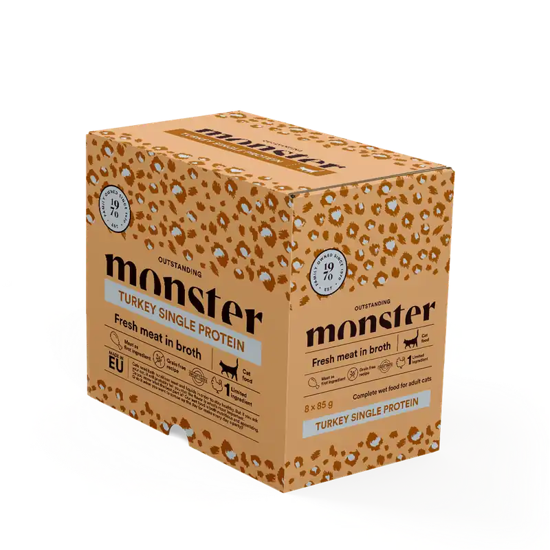 Toppsäljare | Monster Cat Adult Kalkon 8x85g kattens våtmats