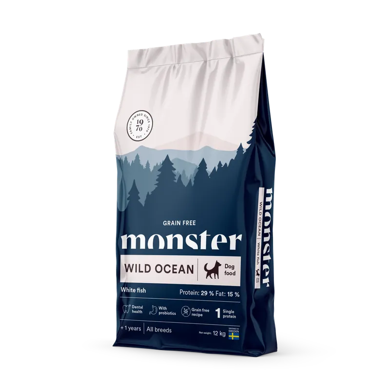 Monster Hund Kornfri Vild Ocean 12kg Hundfoder | Tillverkarpris