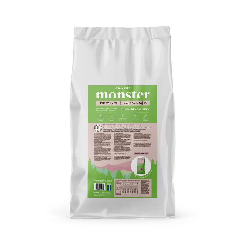 Mycket populär - Monster Dog Grain Free Puppy Large/XL Lamm & Anka 12 kg Hundfoder Valpfoder