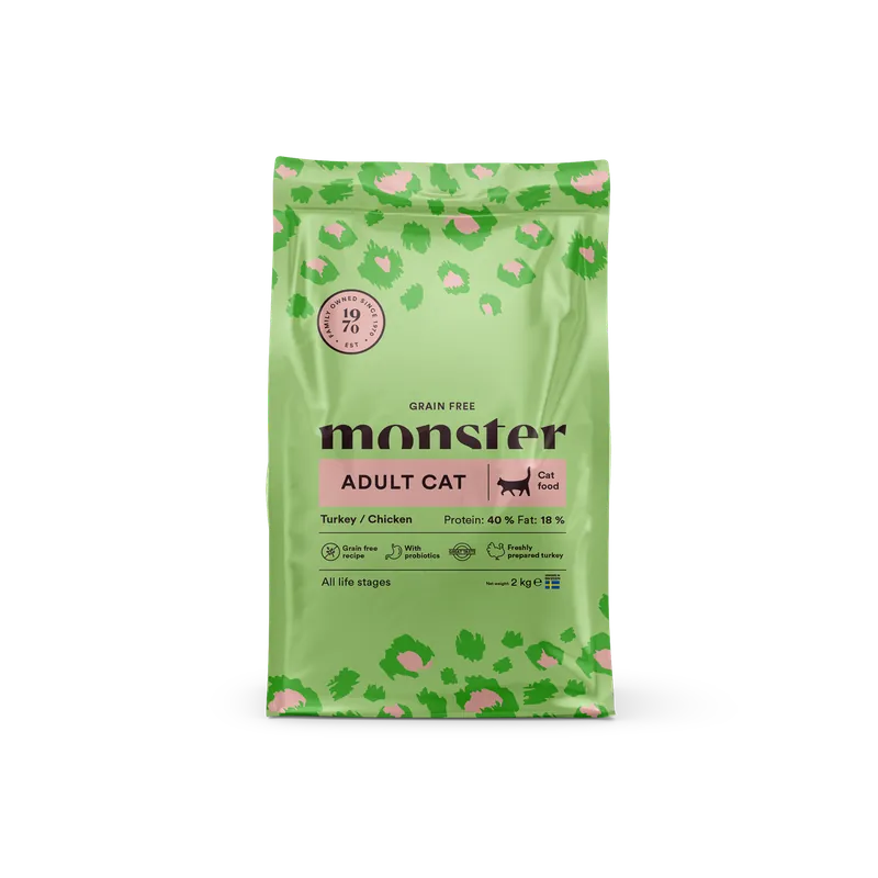 Finns i lager - Monster Grain Free Vuxen Kattmat Kalkon/Kyckling