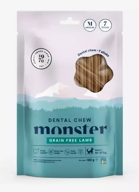 Säker betalning | Monster Dog Dental Chew Lamm Smakande Tuggnerv 180g M-storlek