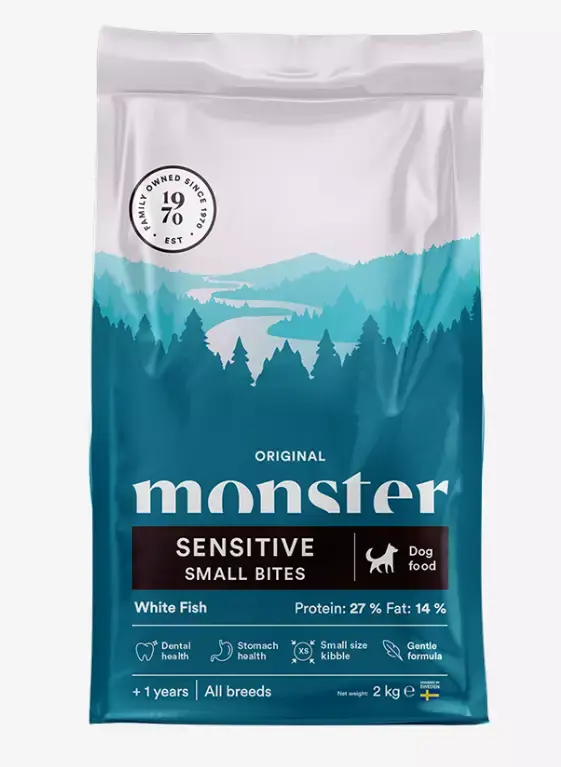 Monster Dog Original Sensitive All Breed Small Bites hundmat 2 kg | Professionell kvalitet