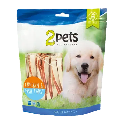 Prissänkt - 2PETS Dogsnack Chicken&fish Twist – 400 G