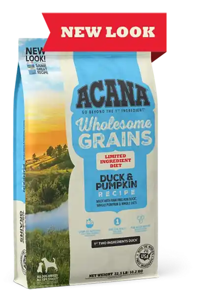 Prisnedsättning | ACANA Singles + Wholesome Grains Limited Ingredient Diet Duck & Pumpkin Recipe Dry Dog Food