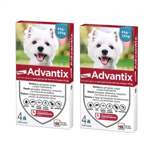 Advantix Antiparasitic Pipettes For Dogs From 4 To 10 Kg, 8 Units X 1 Ml - Professionell kvalitet