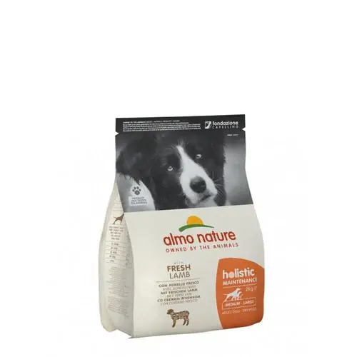 Almo Nature Holistic Maintenance Medium and Large Breed Adult Dog Dry Food With Fresh Meat Lamb, 2kg | Erbjudande
