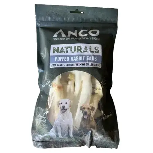 Finns tillgänglig | Anco Naturals Puffed Rabbit Ears 100gm