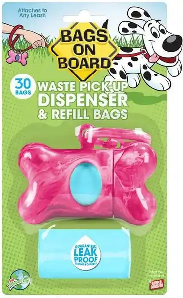 Kan beställas online - Bags on Board Pink Bone Dispenser
