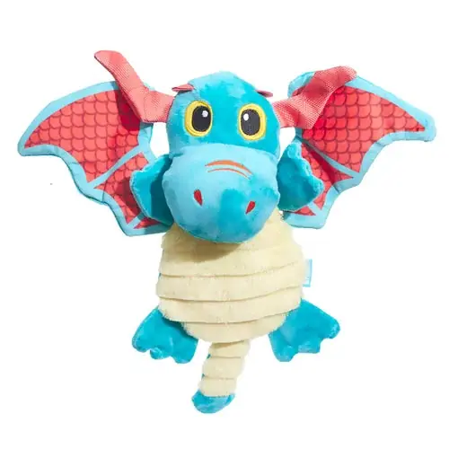 Bästa pris | BARK Grimbold The Dragon blue red plush dragon dog toy XS/S