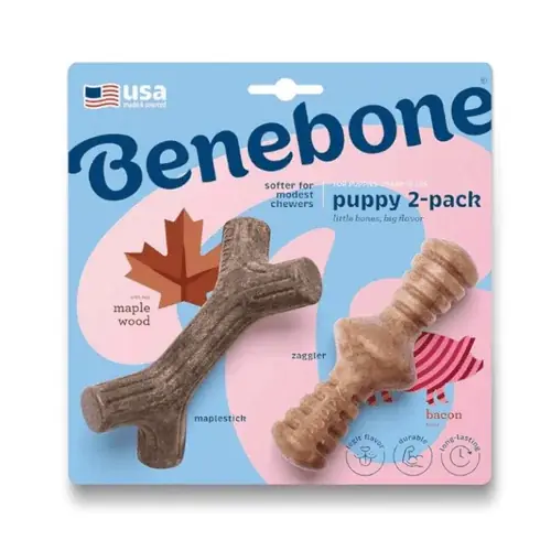 Populärt just nu - Benebone Maple Wood & Bacon Puppy 2pk