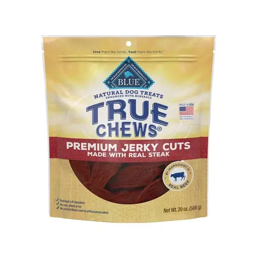 Passa på - Blue Buffalo True Chews Premium Jerky Cuts Natural Dog Treats, Steak 20 oz. bag