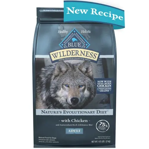 Blue Buffalo Wilderness High Protein Natural Adult Dry Dog Food plus Wholesome Grains, Chicken 4.5 lb. bag - Snabb leverans