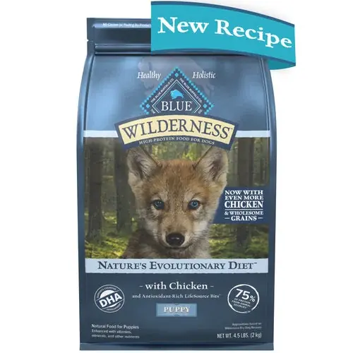 Finns tillgänglig | Blue Buffalo Wilderness High Protein Natural Puppy Dry Dog Food plus Wholesome Grains, Chicken 4.5 lb. bag