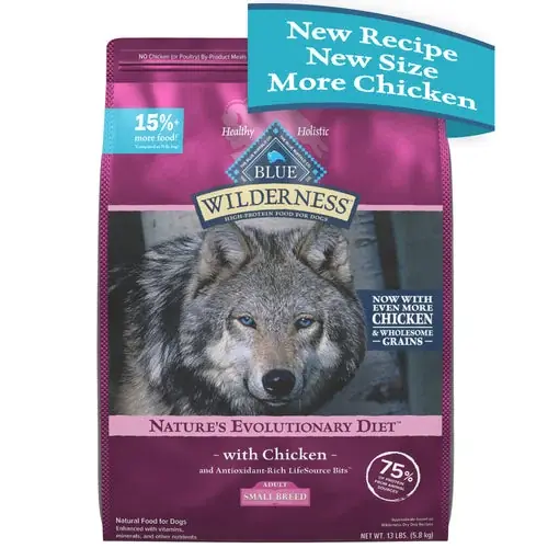 Toppkvalitet - Blue Buffalo Wilderness High Protein Natural Small Breed Adult Dry Dog Food plus Wholesome Grains, Chicken 13 lb. bag