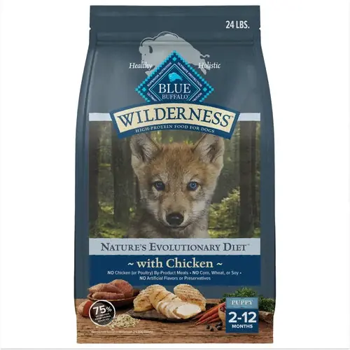 Blue Buffalo Wilderness High-Protein Natural Dry Food for Puppies, Chicken Recipe, 24-lb Bag | Slutrea