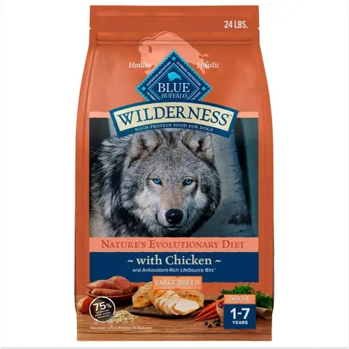 Blue Buffalo Wilderness Large Breed Adult Dry Dog Food Wholesome Grains Natural Ingredients Chicken - Specialerbjudande
