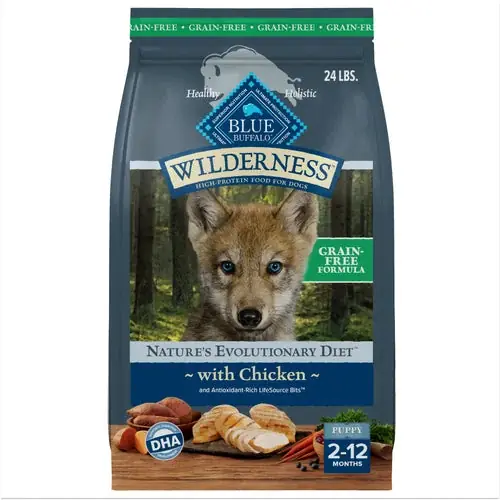 Blue Buffalo Wilderness Puppy High-Protein Dry Dog Food with Real Chicken, Grain-Free, Made in the USA with Natural Ingredients, Chicken, 24-lb Bag | Bara idag