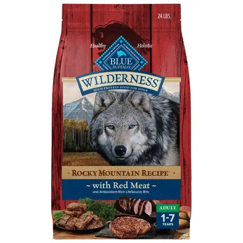 Fyndpris - Blue Buffalo Wilderness Rocky Mountain High-Protein Adult Dry Dog Food Wholesome Grains Red Meat