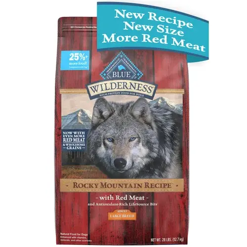 Slutrea | Blue Buffalo Wilderness Rocky Mountain Recipe High Protein Natural Large Breed Adult Dry Dog Food, Red Meat with Grain 28 lb. bag