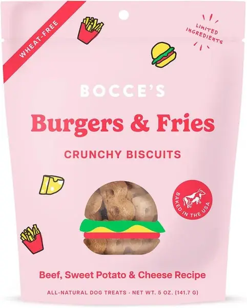 Bocce’s Bakery – Limited Edition Wheat-Free Dog Treats, Burgers & Fries Biscuits, 5 oz | Kan beställas