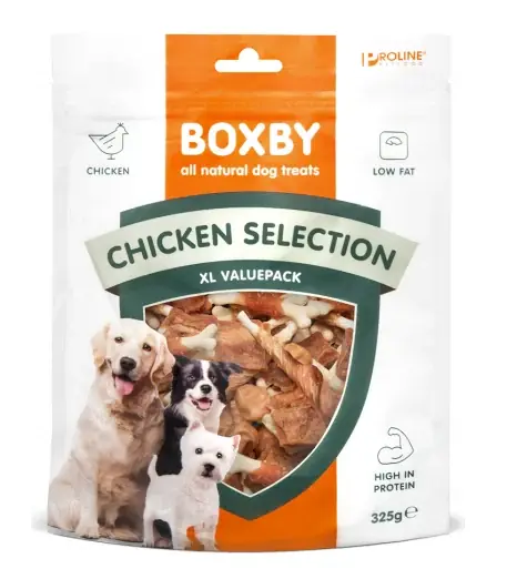 Boxby Chicken Selection Mix Treats for Dogs, XL Valuepack, 325g - Rea
