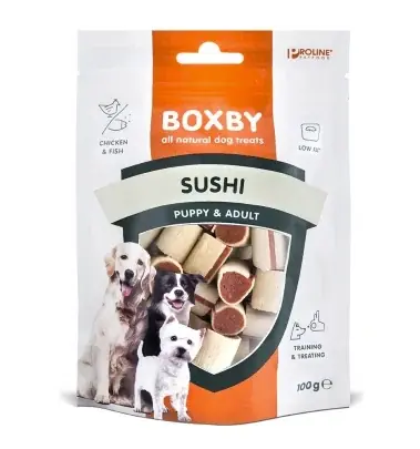 Gratis retur | Boxby Original Sushi for Dogs with Chicken & Fish Treats for Dogs Puppy & Adult, 100g
