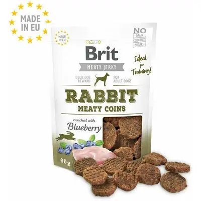 Begränsat antal | Brit Meat Jerky Rabbit Meaty Coins Snack for Dogs, 80 g