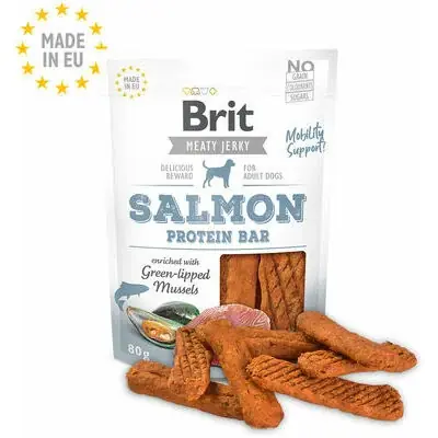 Brit Meat Jerky Salmon Protein Bar Snack for Dogs, 80 g - Under begränsad tid