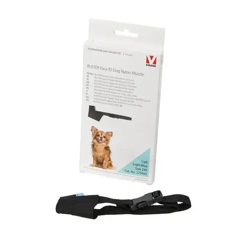Handla säkert - Buster Easy Dog Muzzle – Double Nylon, Extra Small, Blue, 1 piece