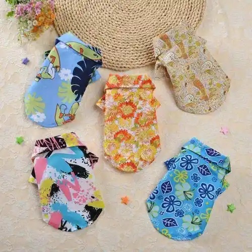 Topprodukt - Camicetta ”Hawaii” per Cani con Fantasie Floreali e Chiusura a Bottoni
