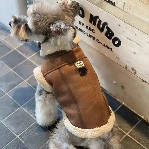 Specialpris | Cappotto per Cani ”Lione” Scamosciato Beige o Nero in Ecopelle